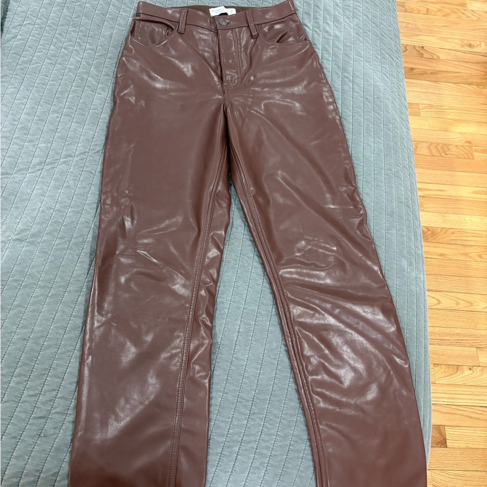 Brown Faux Leather Pants